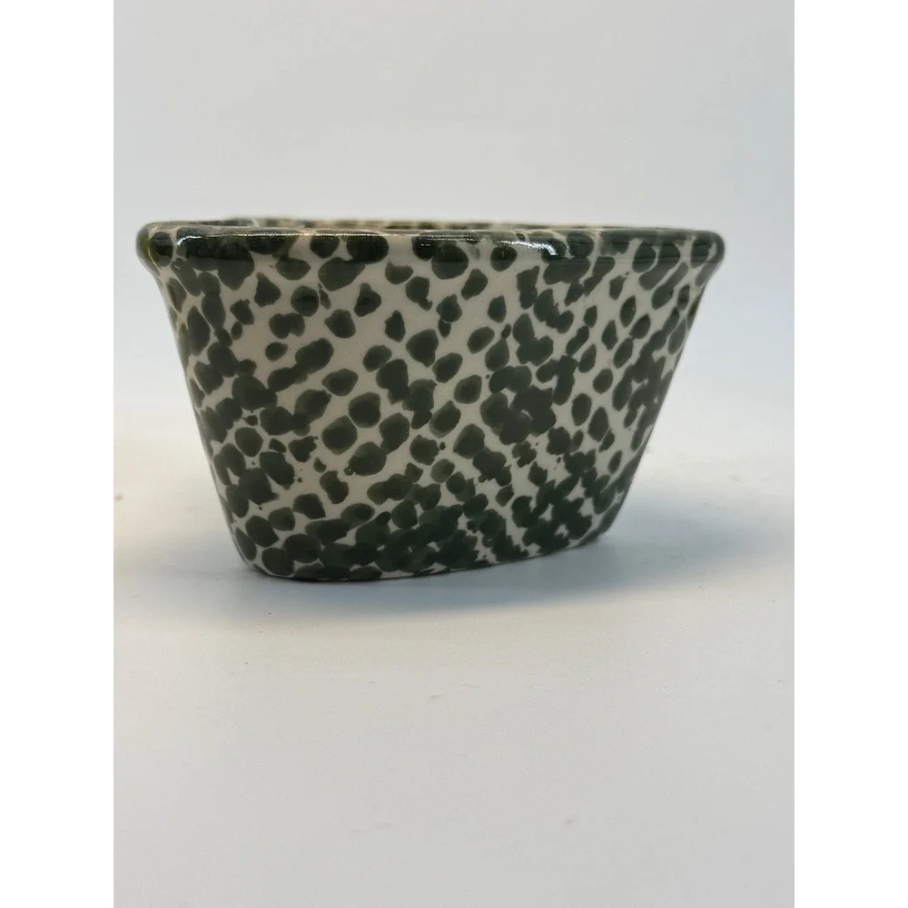 Heart-Shaped‎ Blue Navy Spongeware Pottery 3.5 x 2